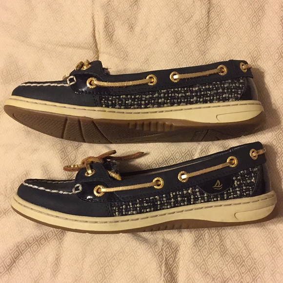 Sperry Top Sider Black, Gold and Tweed- Size 6M - Picture 2 of 4